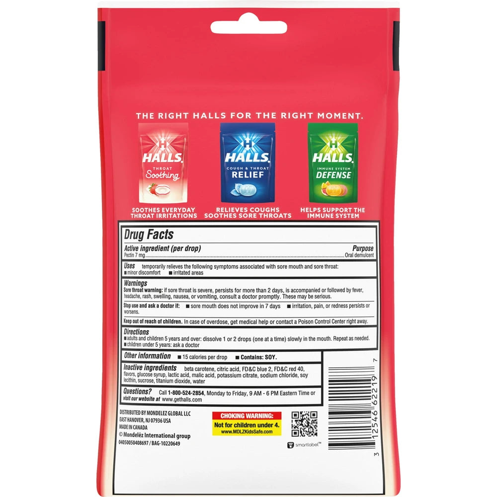 Halls Throat Soothing (Formerly Breezers) Creamy Strawberry Throat - 25 Ct (Pack of 48)