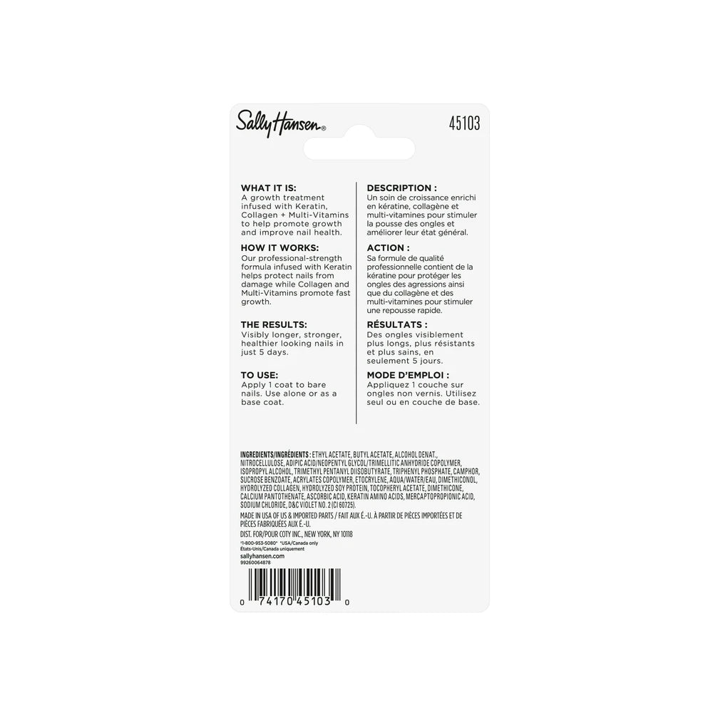 Sally Hansen Treatment Nailgrowth Miracle Nail Treatment 0.45 fl Oz (Pack of 48)