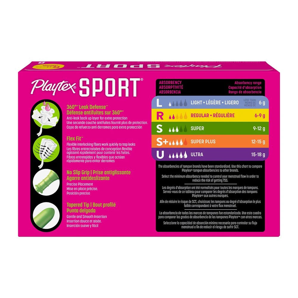 Playtex Sport Plastic Tampons Unscented, Regular - 8.0 ea (Pack of 48)