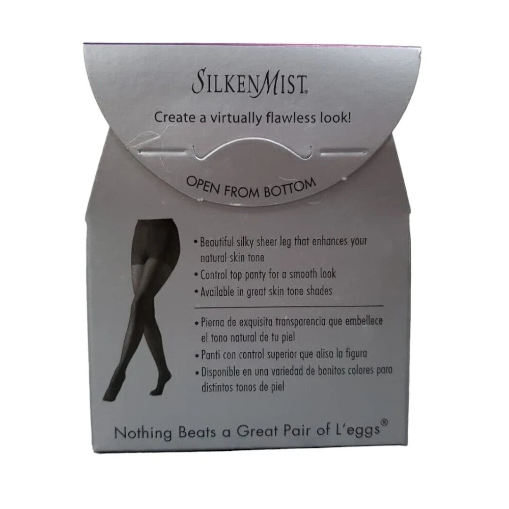 Leggs Silken Mist Bare Pantyhouse, Control Top, Sheerer Size B, Jet Black (Pack of 60)
