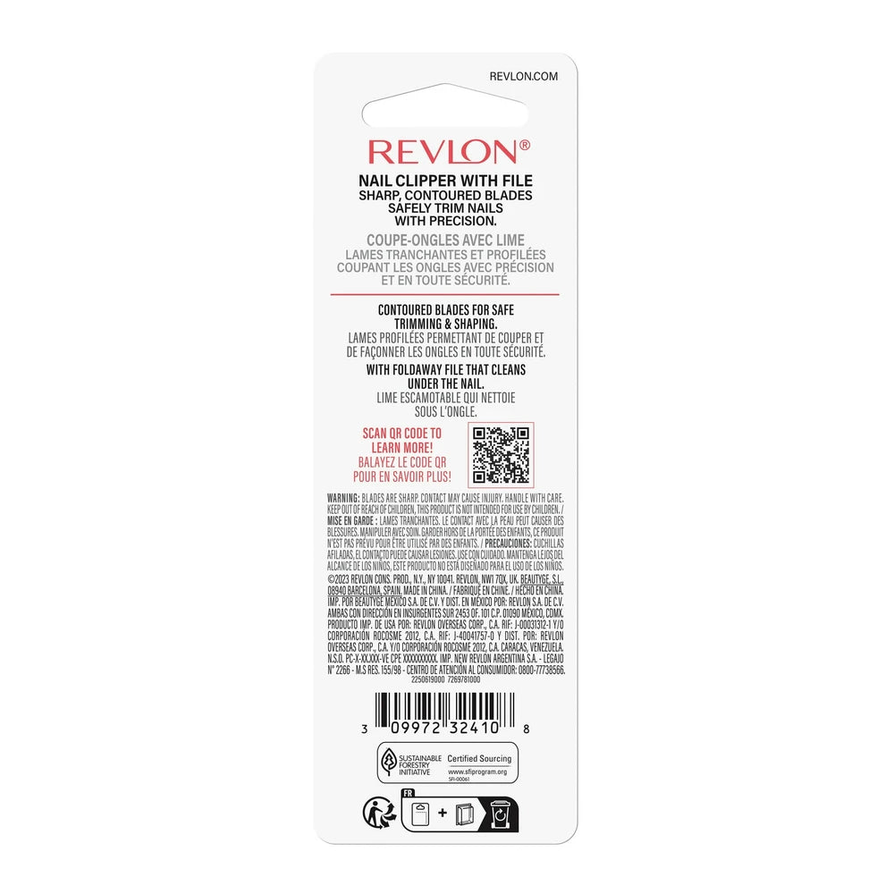 Revlon Accurate Clipping Stainless Steel Fingernail Clipper Silver 1 Count (Pack of 72)