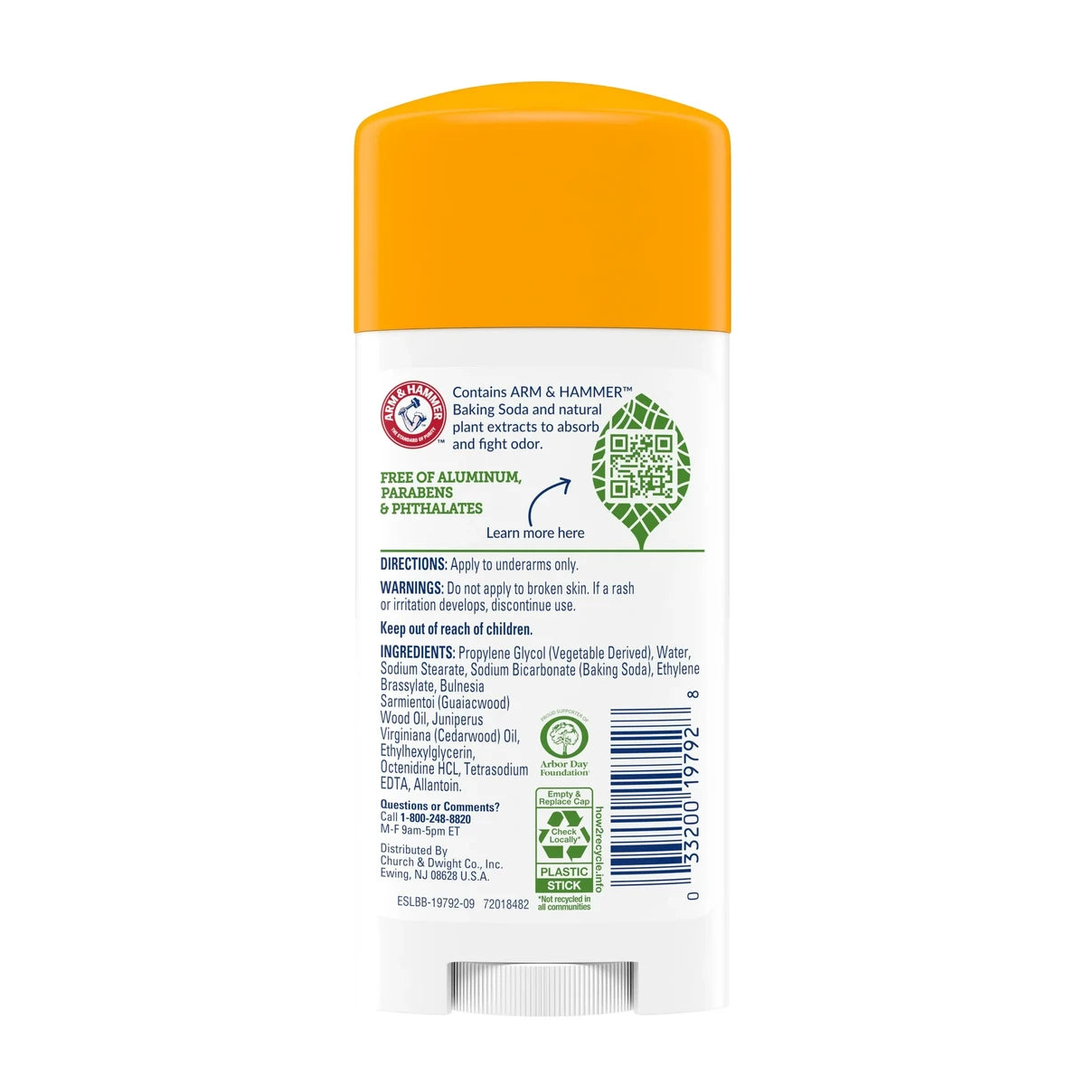 Arm and Hammer Essentials Natural Deodorant Unscented 2.5Oz (Pack of 12)