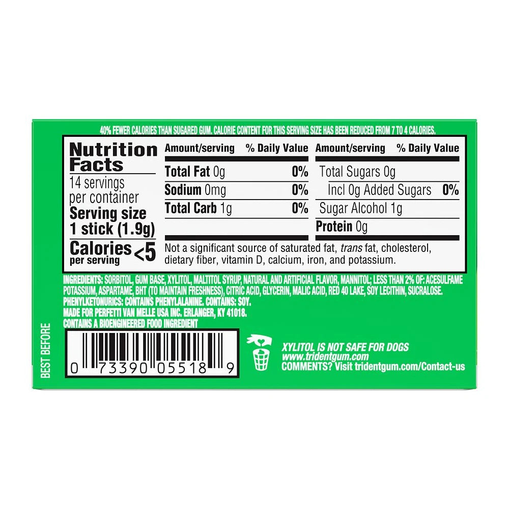 Trident Sugar Free Gum, Watermelon Twist, 14 Ct (Pack of 144)