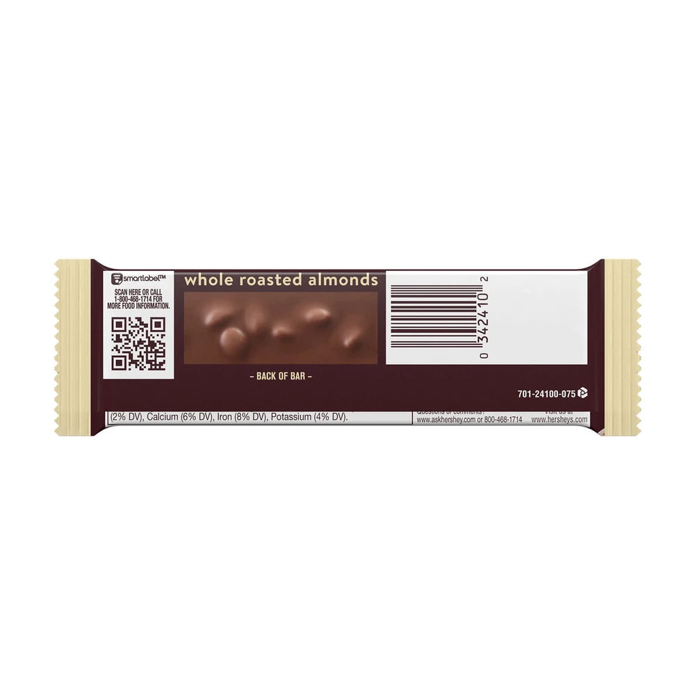 Hershey's Milk Chocolate with Almonds Candy Bar 1.45 Oz (Pack of 432)