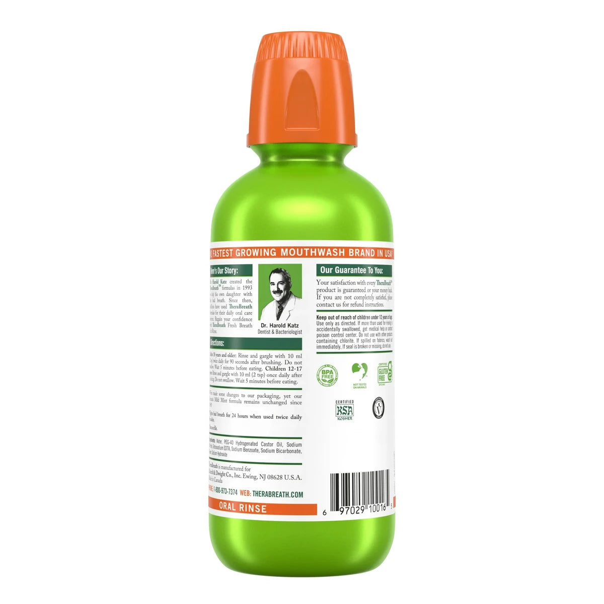 TheraBreath Fresh Breath Mouthwash Mild Mint 16Oz (Pack of 12)