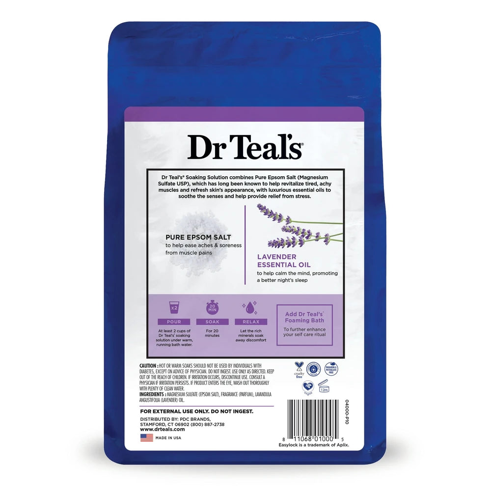 Dr Teal's Epsom Salt Magnesium Soak - Soothe & Sleep with Lavender - 48 Oz (Pack of 4)