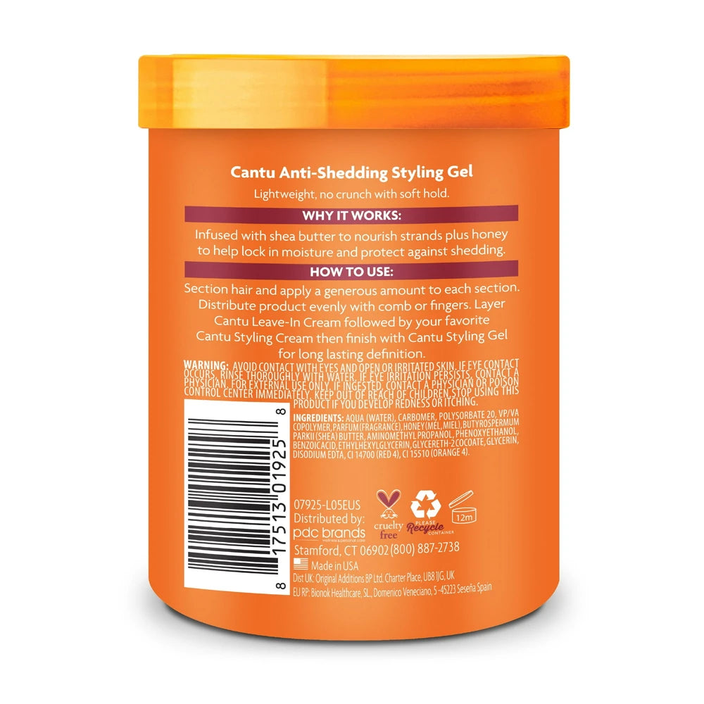 Cantu Flexible Hold Anti-Shedding Styling Gel with Honey (Pack of 12) 18.5 Fl. Oz