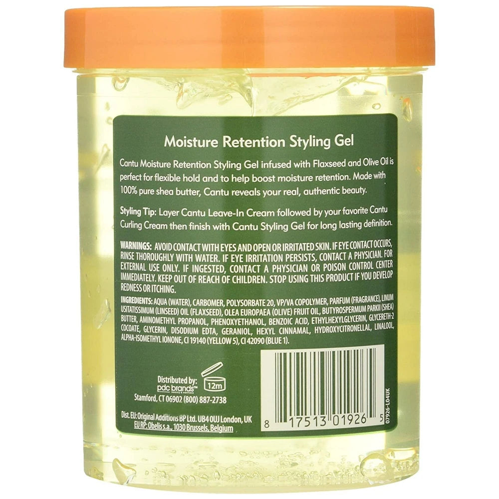 Cantu Moisture Retention Styling Gel with Flaxseed and Olive Oil 18.5 fl oz (Pack of 12)