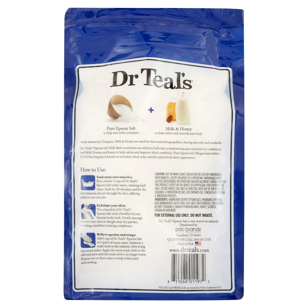 Dr Teal s Pure Epsom Salt Soaking Solution Soften & Nourish with Milk & Honey 48 Oz (Pack of 4)
