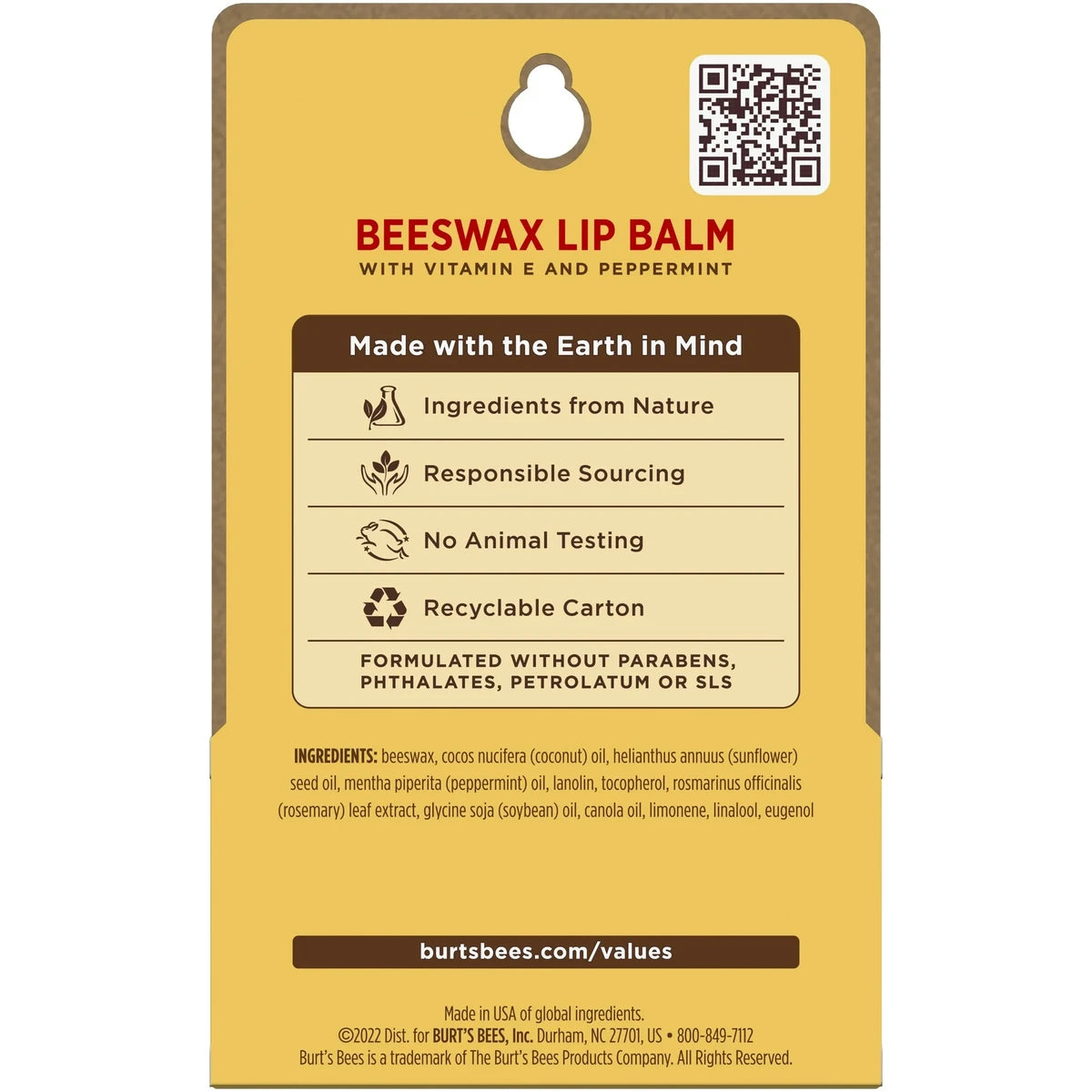 Burts Bees Beeswax Lip Balm With Vitamin E And Peppermint 0.30Oz (Pack Of 48)