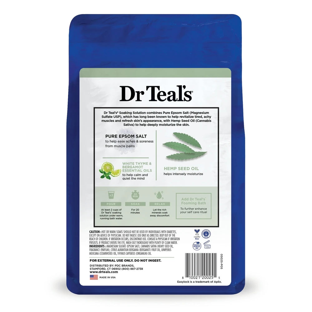 Dr Teal s Epsom Salt Magnesium Soak Cannabis Sativa Hemp Seed Oil 48 Oz (Pack of 4)