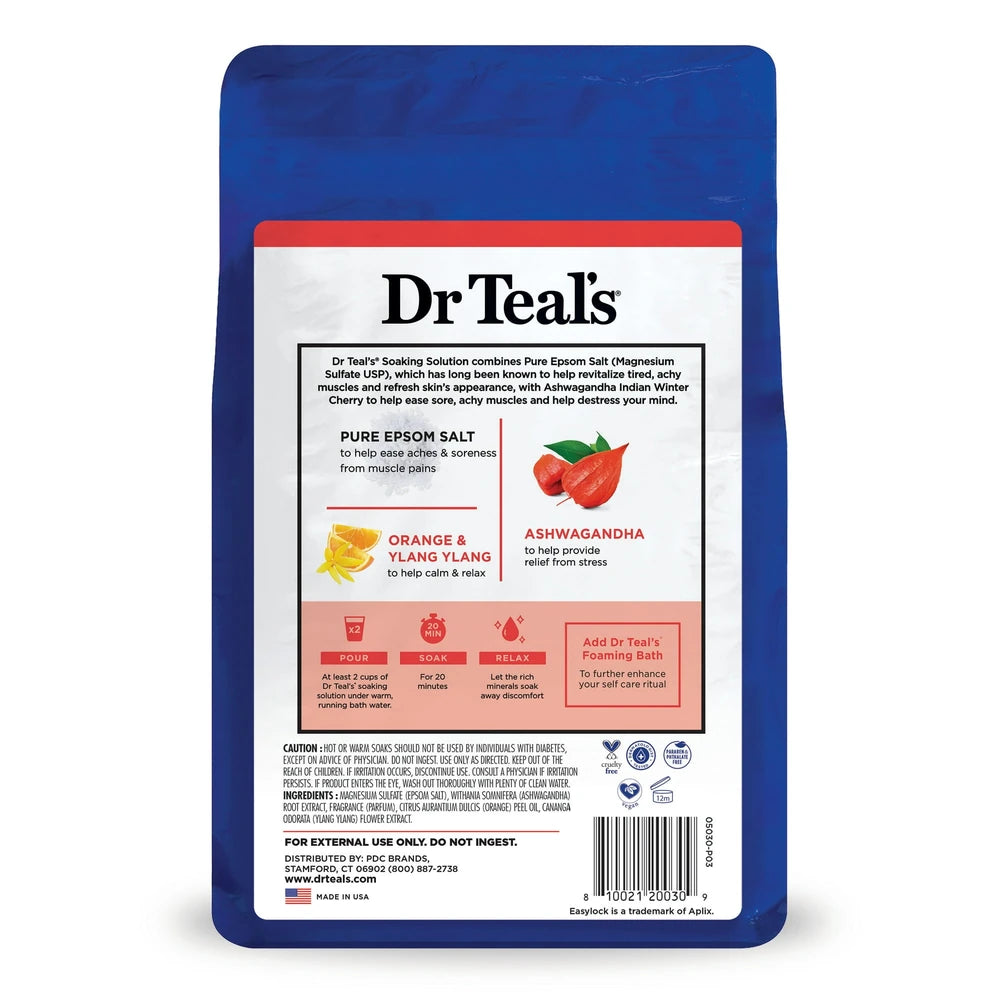 Dr Teal s Epsom Salt Magnesium Soak Ashwagandha & Essential Oils 48 Oz (Pack of 4)