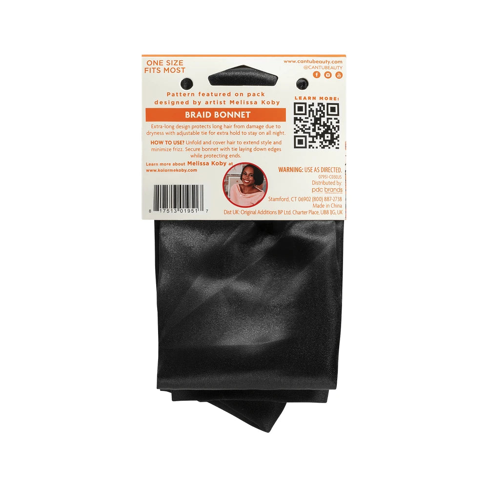 Cantu Braid Bonnet Extra Long Sleep Cap Black (Pack of 36)