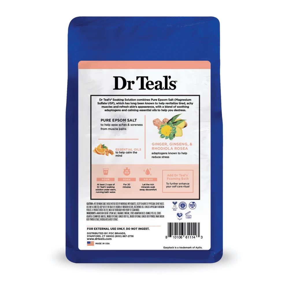 Dr Teal's Stress Relief & Essential Oils Pure Epsom Salt Soaking Solution - 48 Oz (Pack of 4)