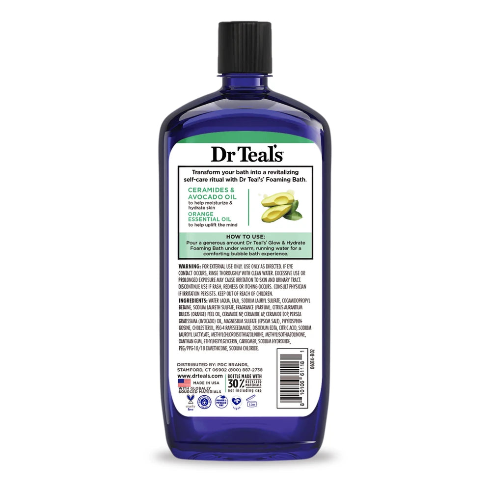 Dr Teal s Glow & Hydrate Foaming Bath with Avocado Oil & Essential Oils 34 fl oz (Pack of 12)