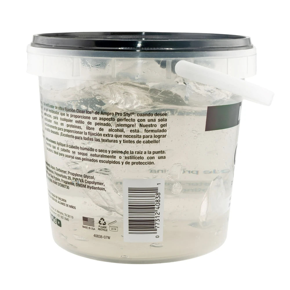 Ampro Clear Ice® Ultra Hold Protein Styling Gel for Resistant Hair Textures 5lb 80oz (Pack of 6)