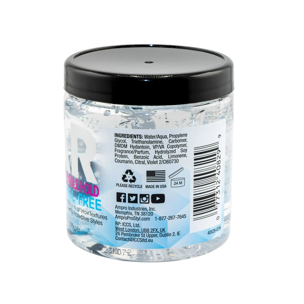 Ampro Clear Ice® Ultra Hold Protein Unisex Styling Gel for Resistant Hair Textur 8.8oz (Pack of 6)