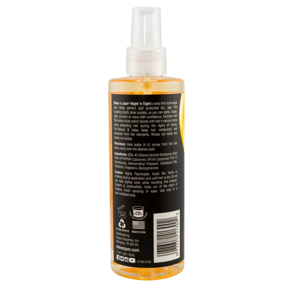 Shine n Jam Right n Tight Sculpting Spritz Extreme Hold 8 oz. All Hair Types 8 fl oz (Pack of 6)