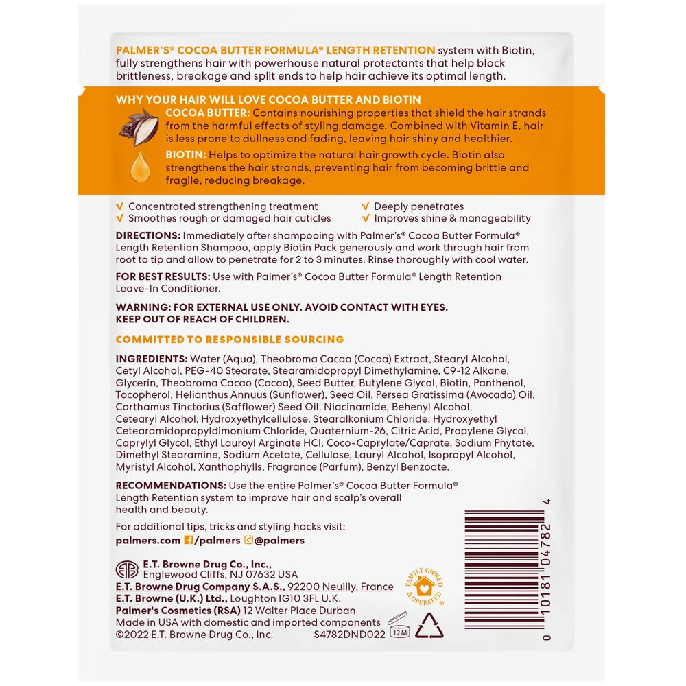 Palmer's Cocoa Butter & Biotin Length Retention Biotin Pack 2.1 Oz (Pack of 12)