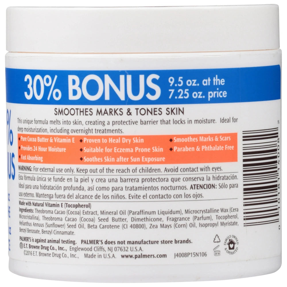Palmer s Cocoa Butter with Vitamin E Skin Therapy Bonus Size Jar 9.5 Oz (Pack of 12)