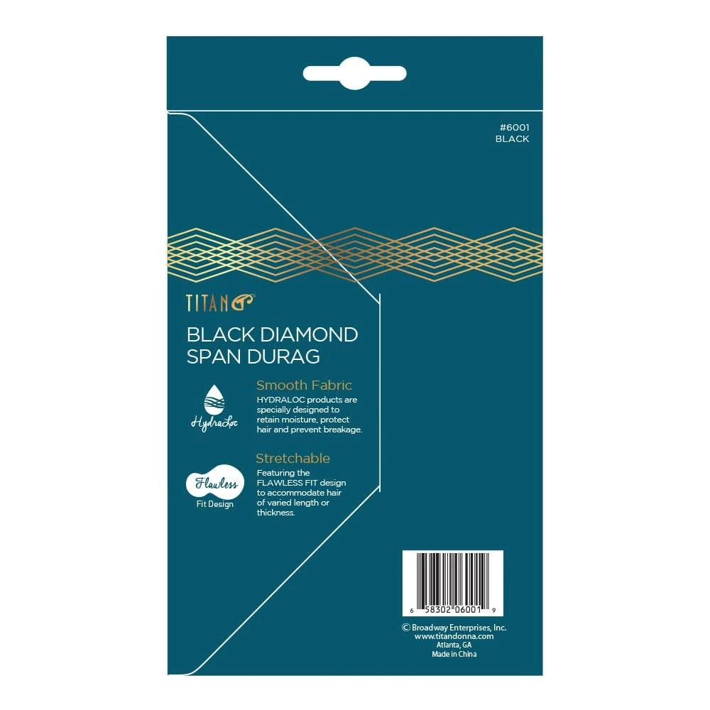 Titan Sport Black Diamond Span-Durag Black 1 Each nan (Pack of 48)