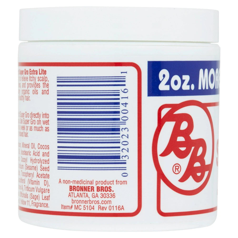 Bronner Brothers Extra Lite Double Strength Super Gro with Vitamin E. 6 Fl. Oz (Pack of 12)