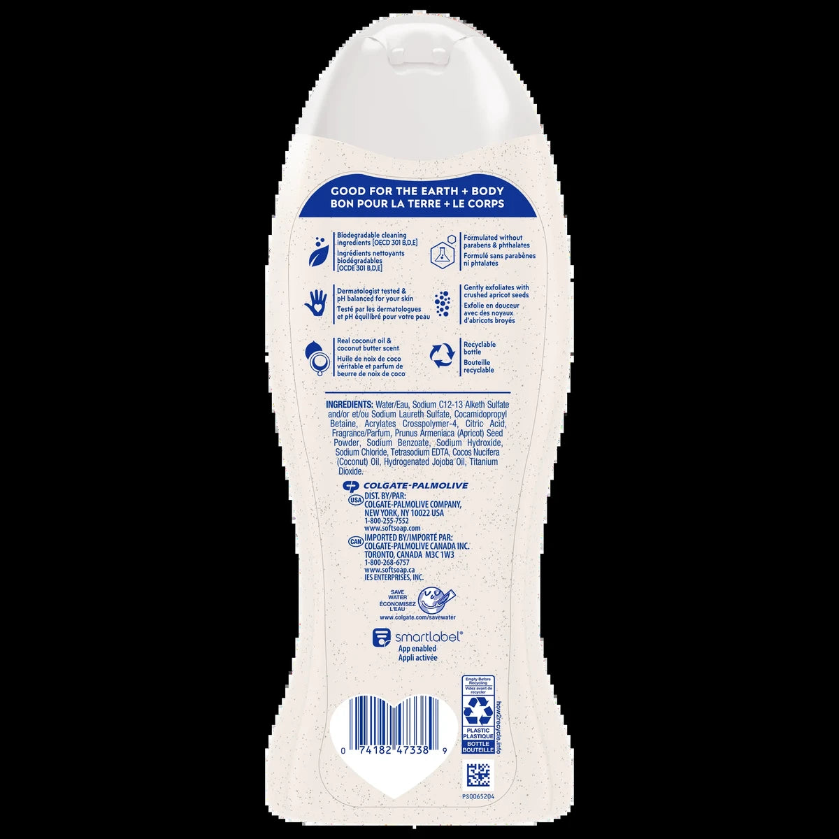 Softsoap Exfoliating Body Wash Coconut Butter Scrub 20Oz (Pack of 4)