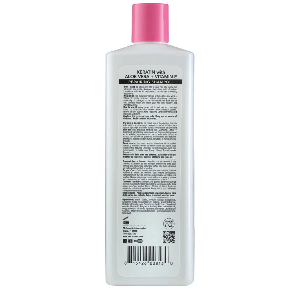 Every Strand Keratin Repairing Shampoo 13.5 fl oz. All Hair Type Moisturizing 13.5 Fl. Oz (Pack of 6)