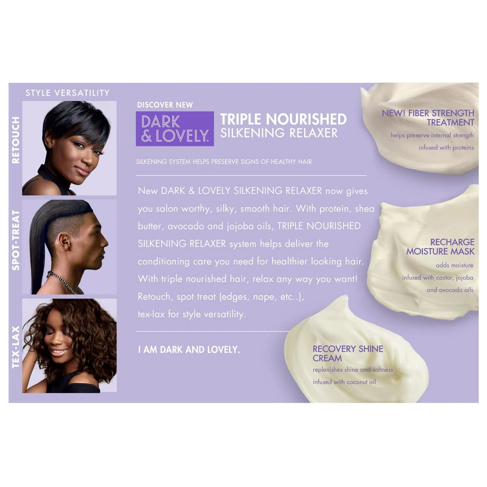 Dark and Lovely Triple Nourished Shine Enhancing No-Lye Hair Relaxer for All H nan (Pack of 6)