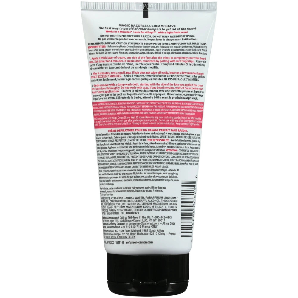 Softsheen-Carson Magic Shave Hair Removal Cream for Men Extra Strength Depilato 6 Oz (Pack of 6)