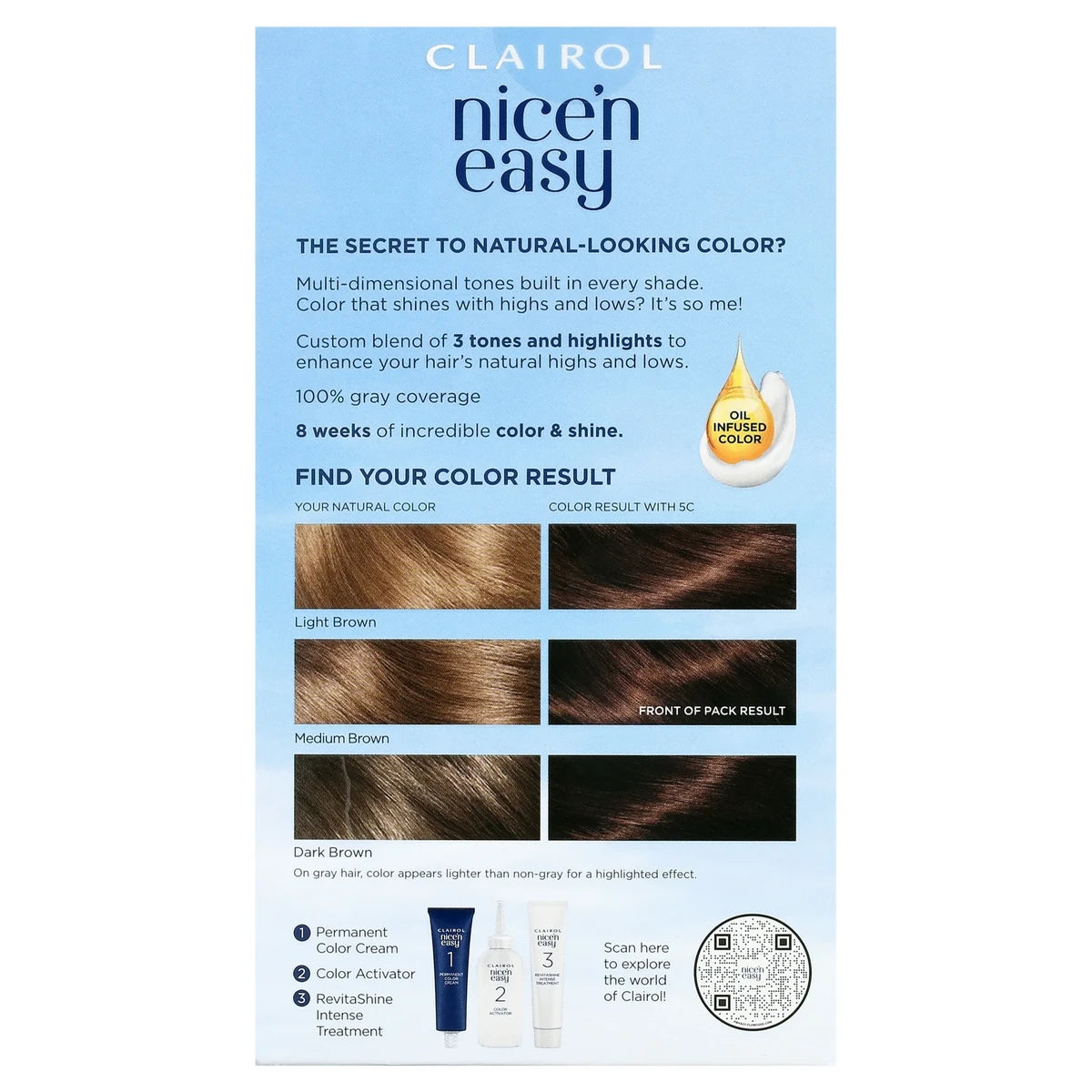Clairol Nice & Easy Permanent Hair Color 5C Medium Cool Brown 6.26Oz (Pack of 12)