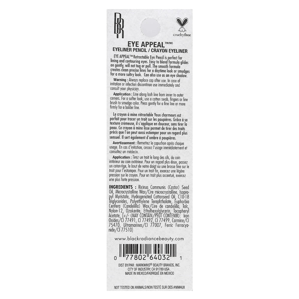 Black Radiance Eye Appeal Eyeliner Retractable Pencil Beautiful Black 0.008 Oz (Pack of 48)