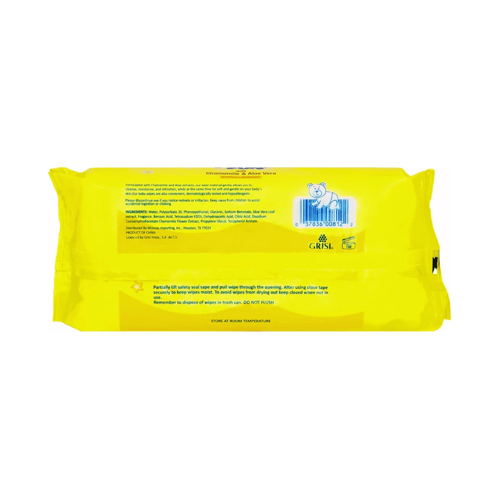 Ricitos de Oro Baby Wipe Chamomile & Aloe Vera 1 Resealable Pack (80 Total Wipes)