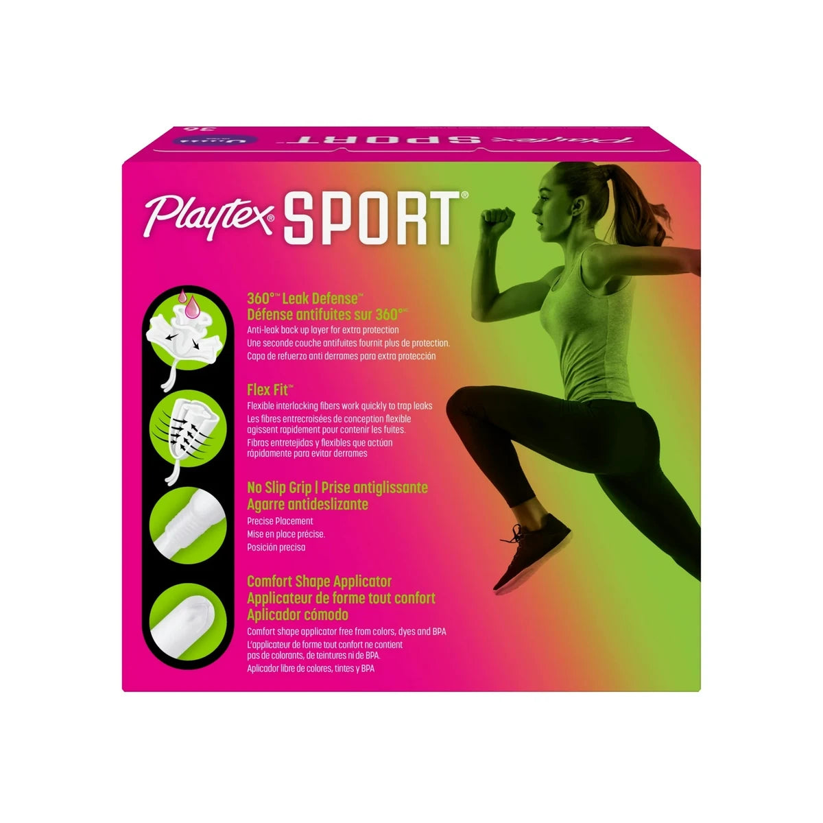 Playtex Sport Ultra Plastic Applicator Tampons Fragrance Free 10.88oz (Pack of 12)