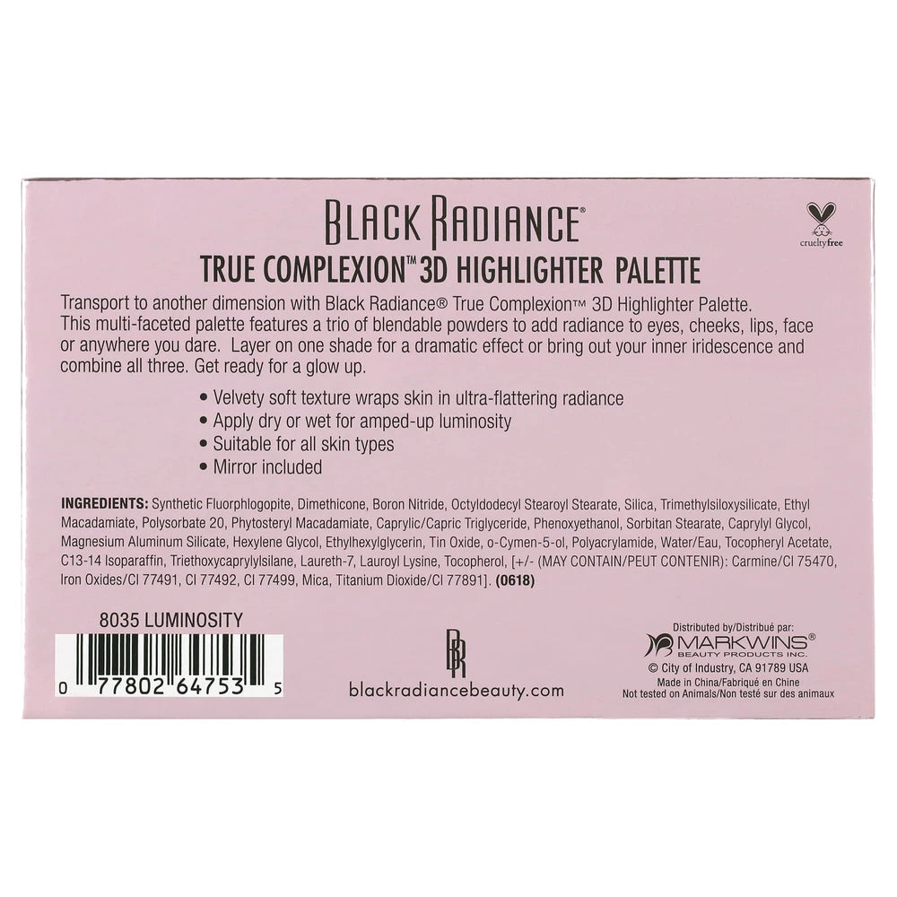 Black Radiance True Complexion 3D Highlighter Palette - 0.38oz (Pack of 48)