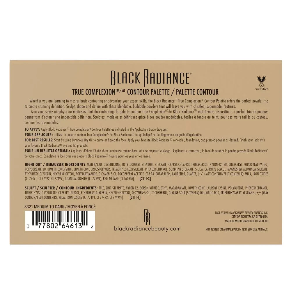 Black Radiance True Complexion Contour Palette Makeup - Medium To Dark 0.38 Oz (Pack of 48)