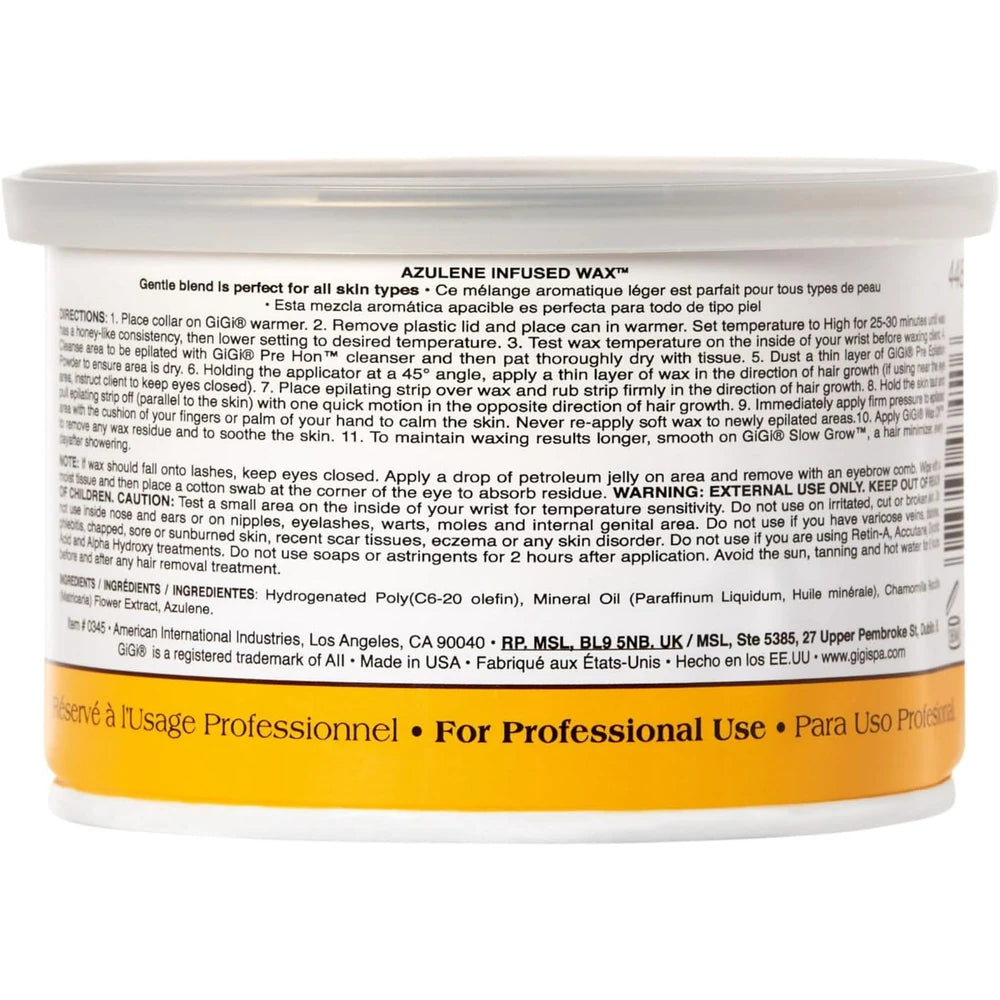 GiGi Azulene Hair Removal Soft Wax Face & Full Body Use for Normal Skin 13 oz (Pack of 24)