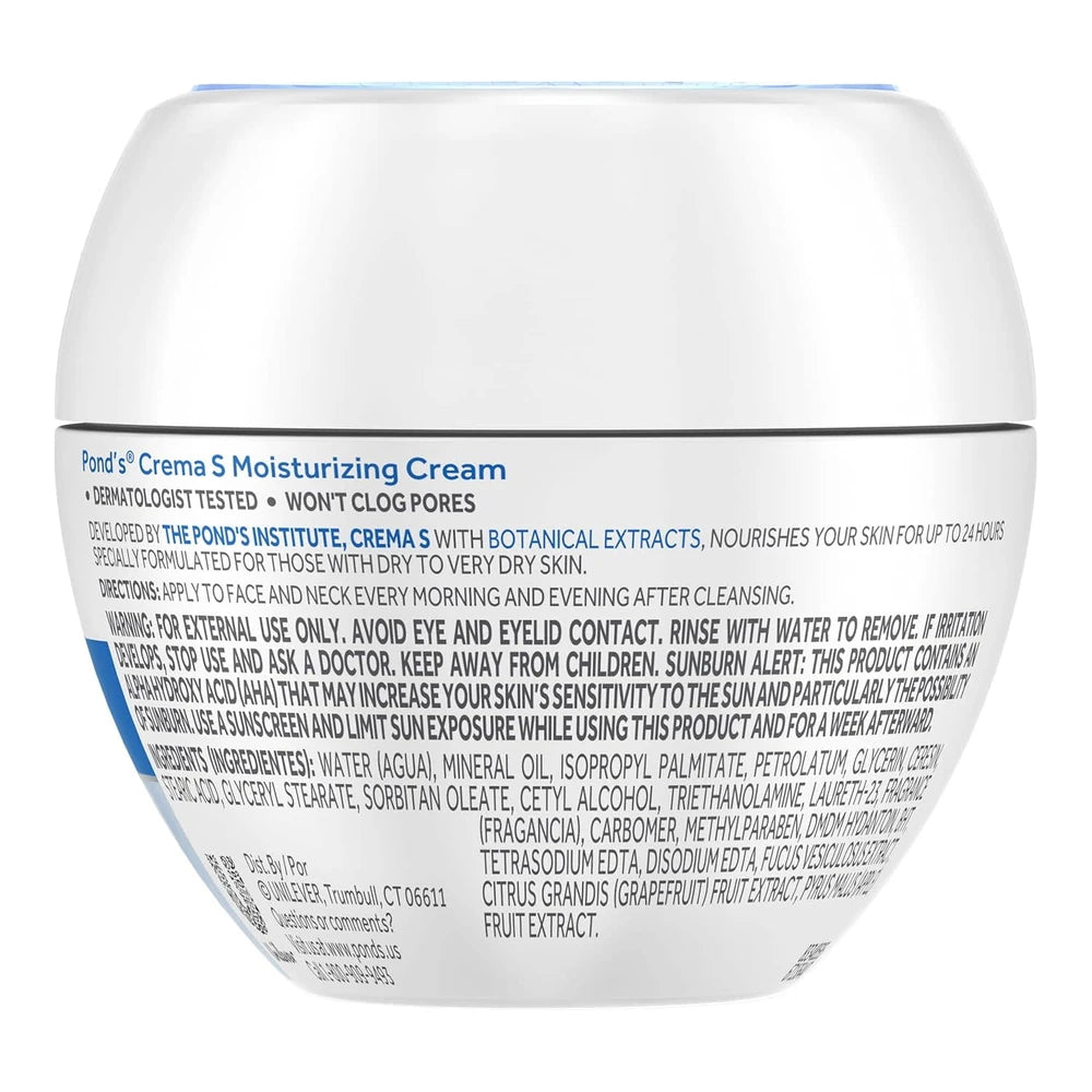 POND’S Crema S Moisturizing Face Cream for Dry to Very Dry Skin – 1.75 oz (Pack of 24)