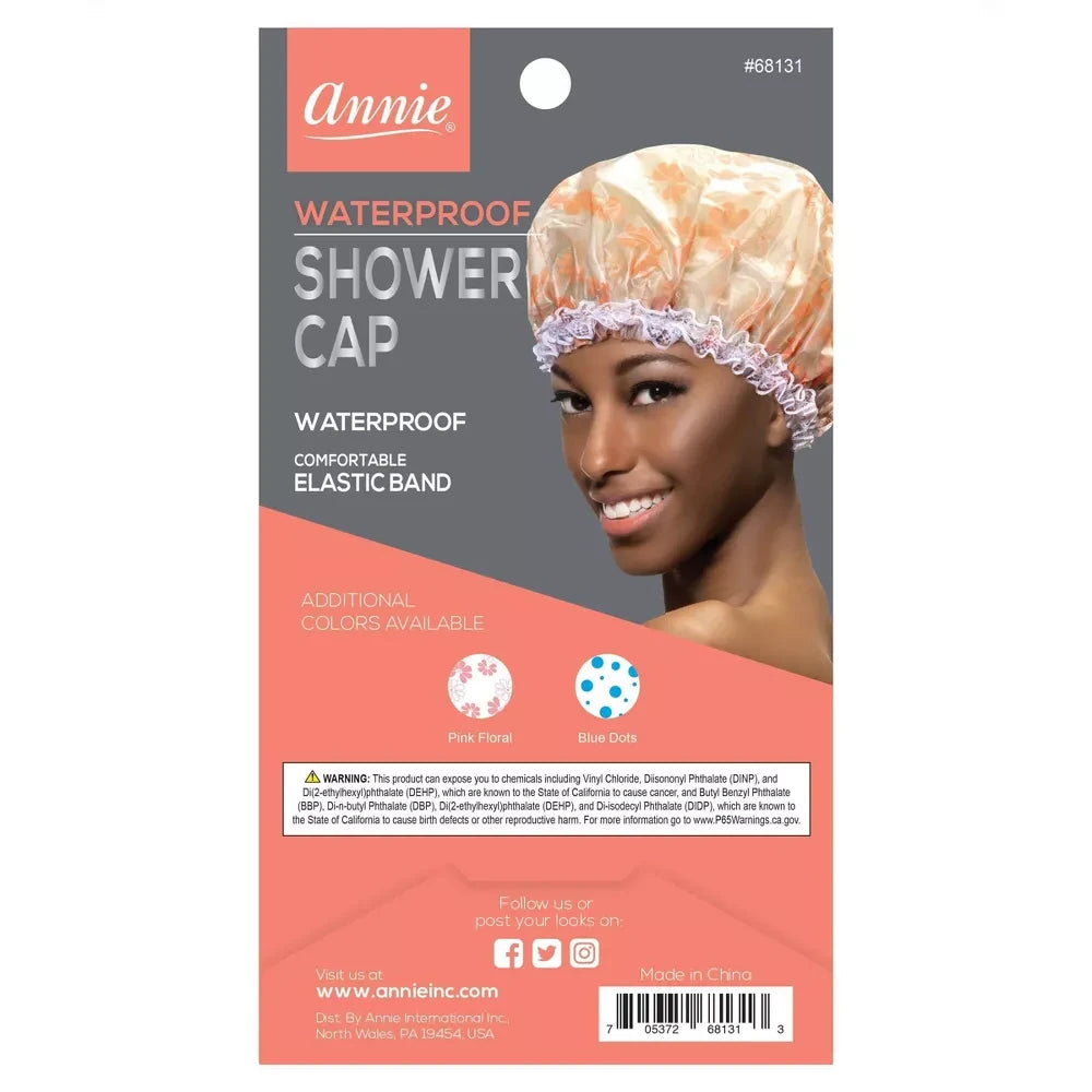 Annie Waterproof Sleeping Cap - Comfortable Elastic Band - Pink Floral (Pack of 36)