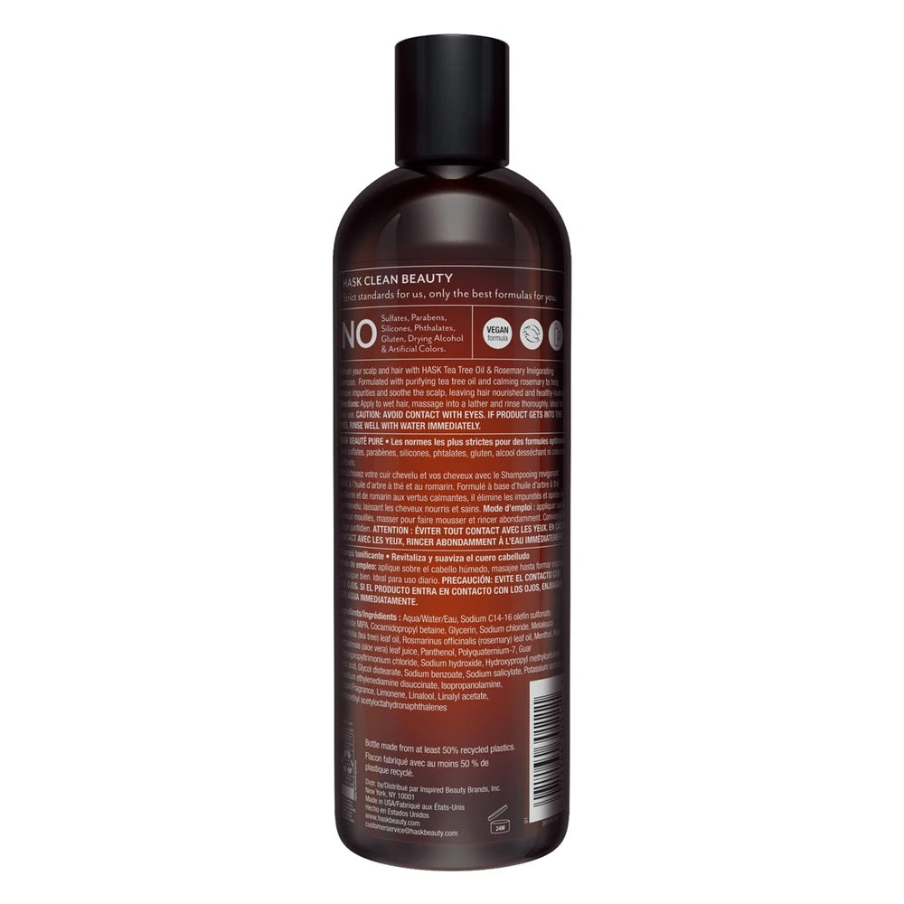 HASK Tea Tree & Rosemary Oil Invigorating Shampoo 12 Oz (Pack of 4)