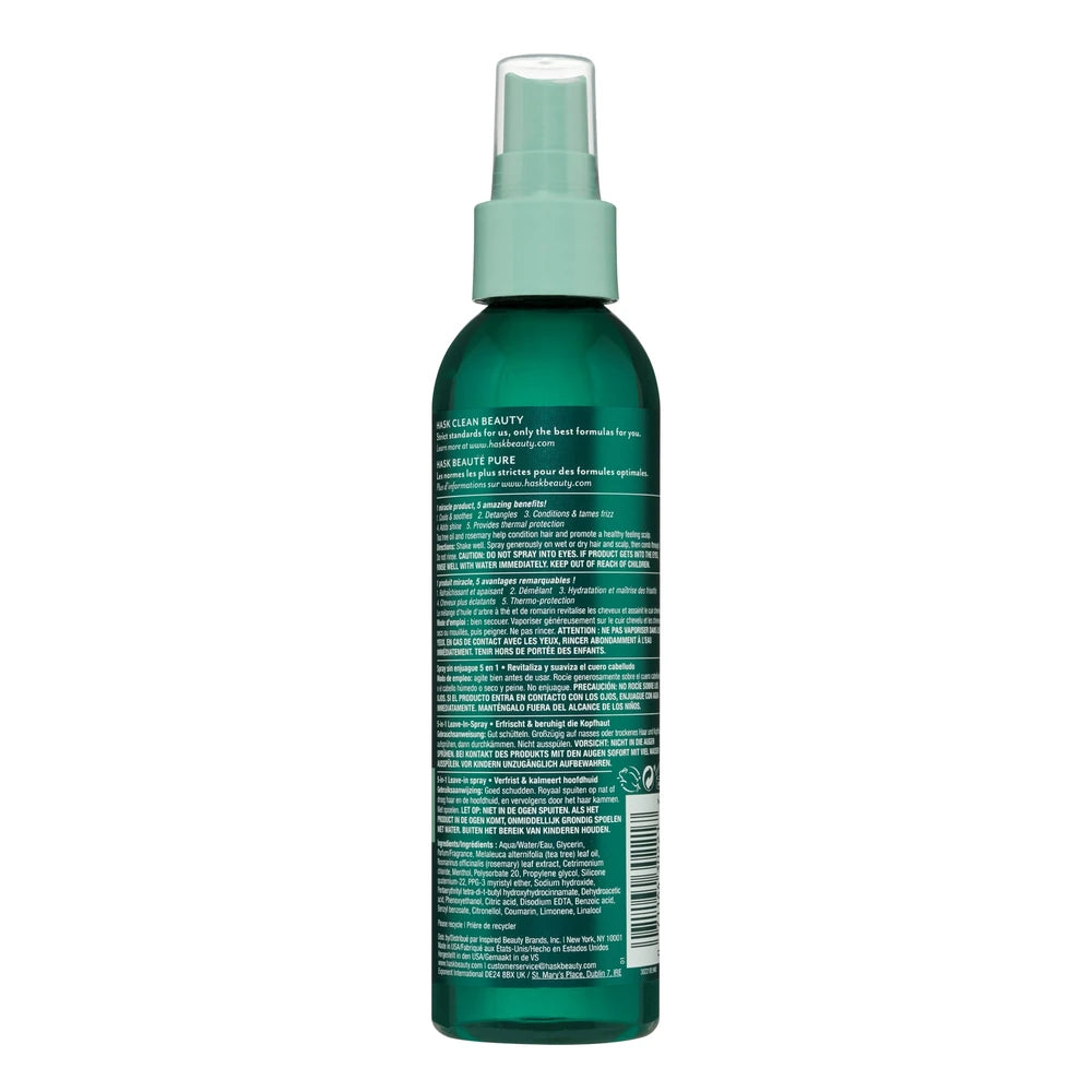 HASK Invigorating Sulfate-Free 5-in-1 Leave-In with Tea Tree Oil & Rosemary, 6 fl oz (Pack of 6)