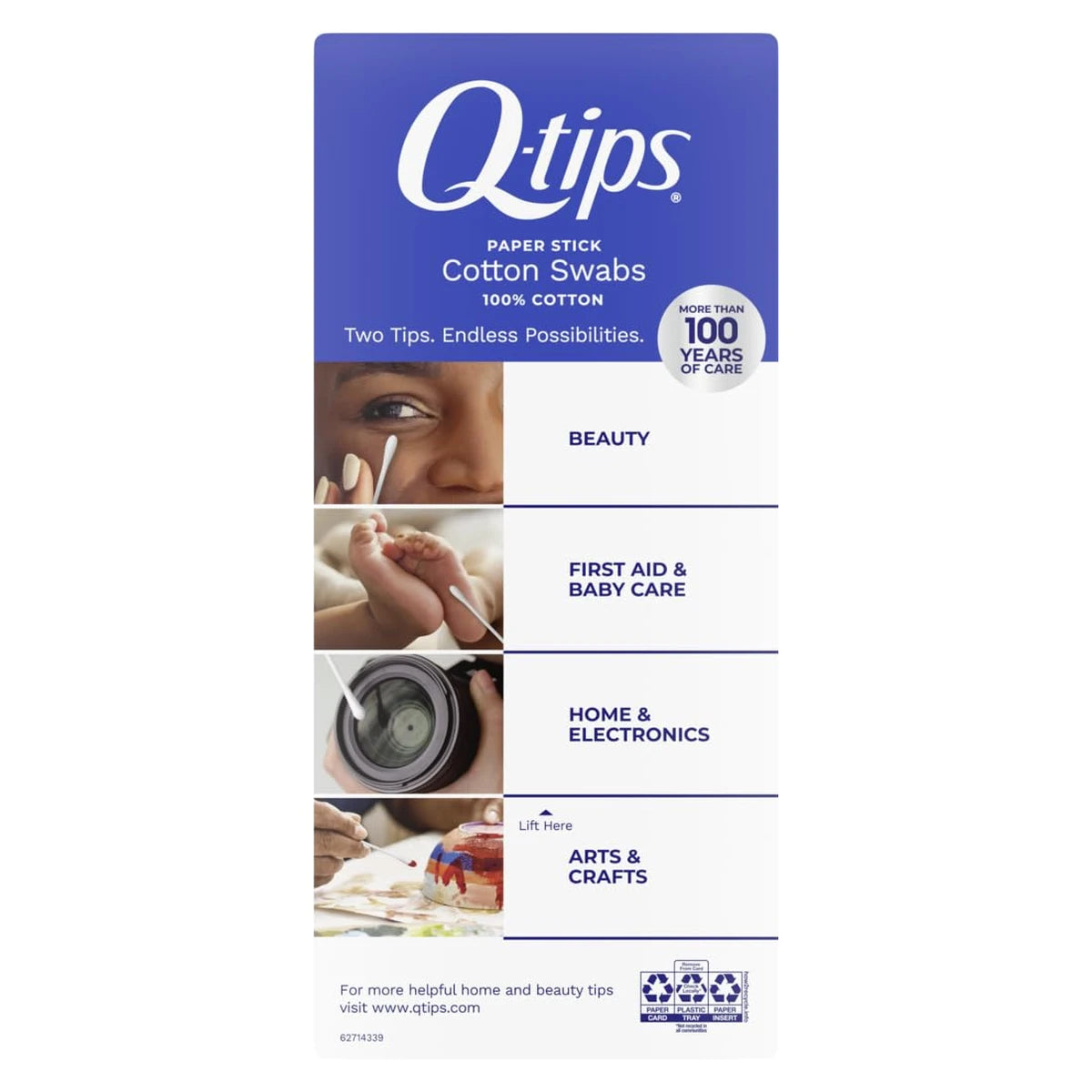 Q-Tips Cotton Swabs For Clean Ears500 Ea 8.6oz (Pack of 12)