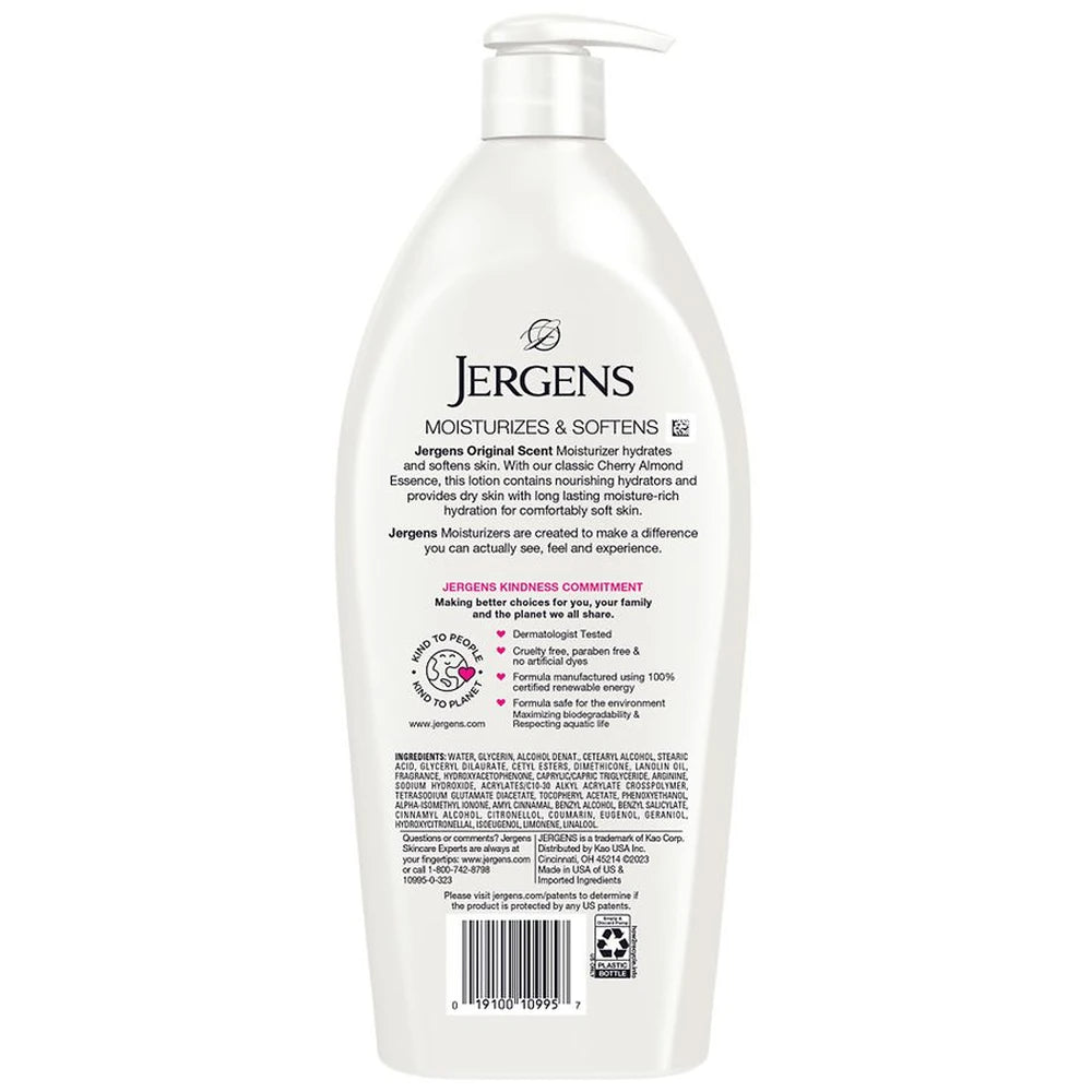 Jergens Original Scent with Cherry Almond Essence Dry Skin Moisturizer, Long Las 32. Oz (Pack of 12)
