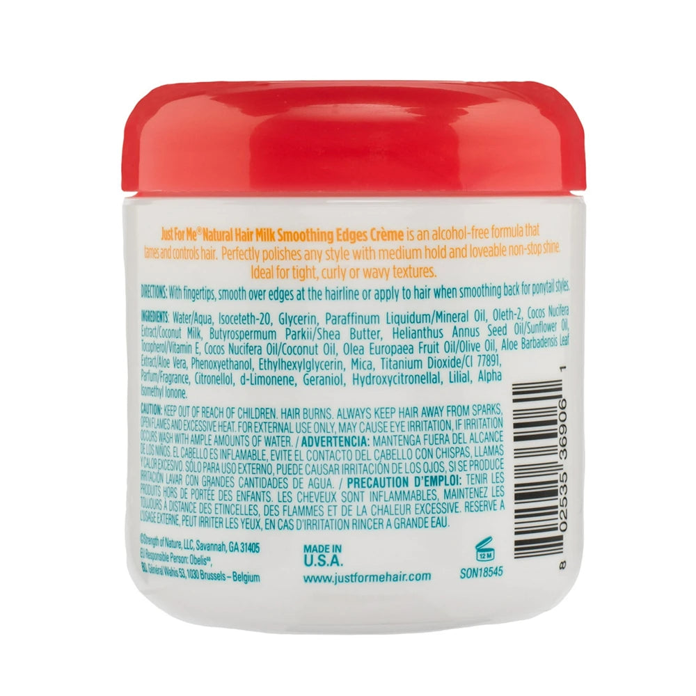 Just For Me Natural Hair Milk Smoothing Edges Cream - For Curly Coily Relaxed 6 Oz (Pack of 6)