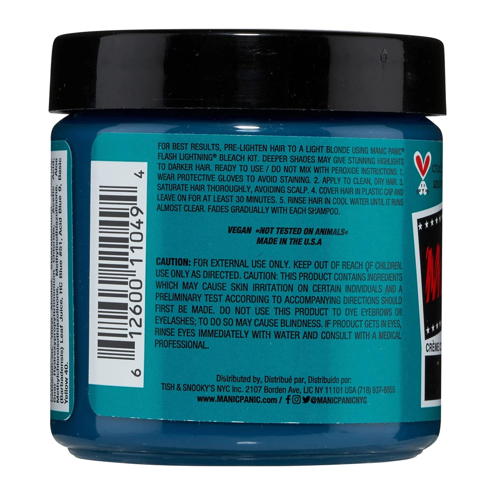 MANIC PANIC Classic Siren’s Song Semi Permanent Hair Color – Neon Blue-Green Hair Dye 4 Oz (Pack of 6)