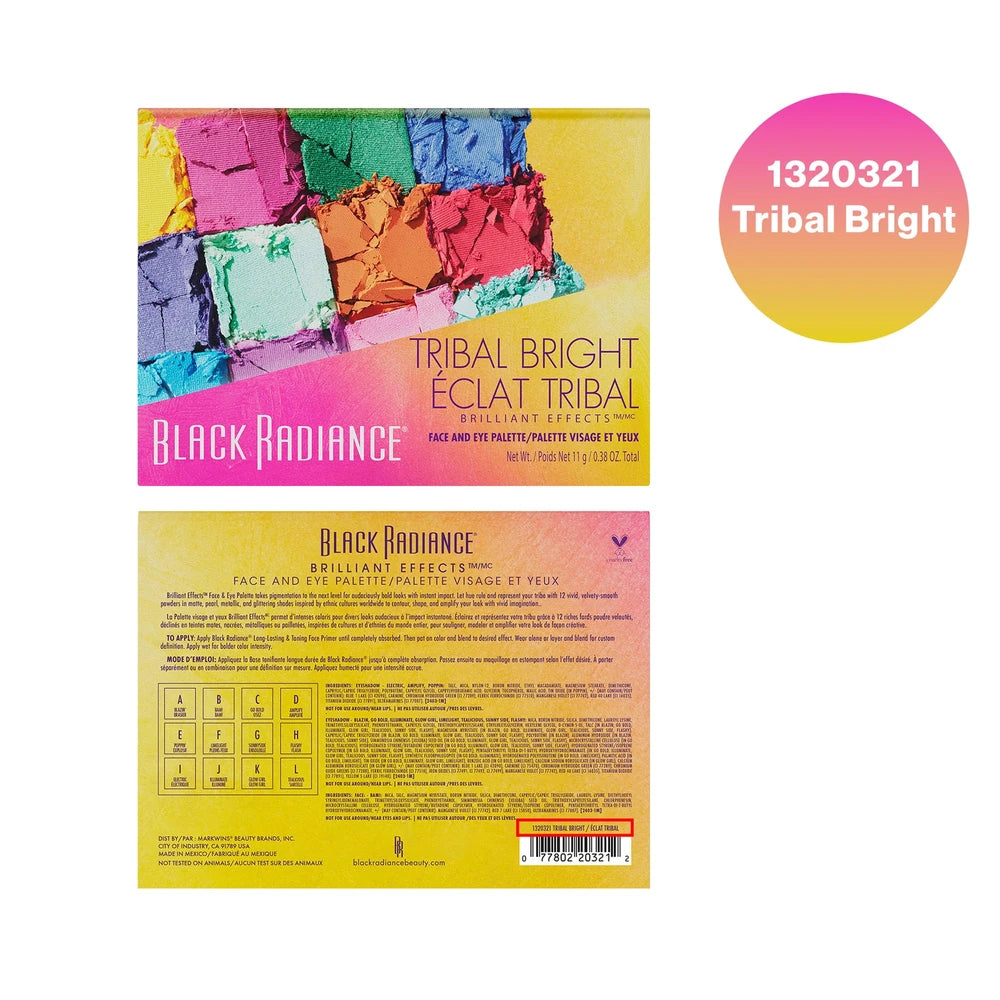 Black Radiance Brilliant Effects 12 Pan Eye Shadow Palette - Tribal Bright 0.38 Oz (Pack of 48)
