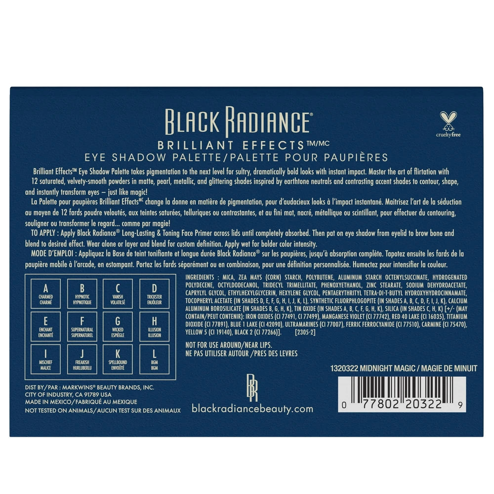 Black Radiance Brilliant Effects Eye Shadow Palette - Midnight Magic - 0.38oz (Pack of 48)