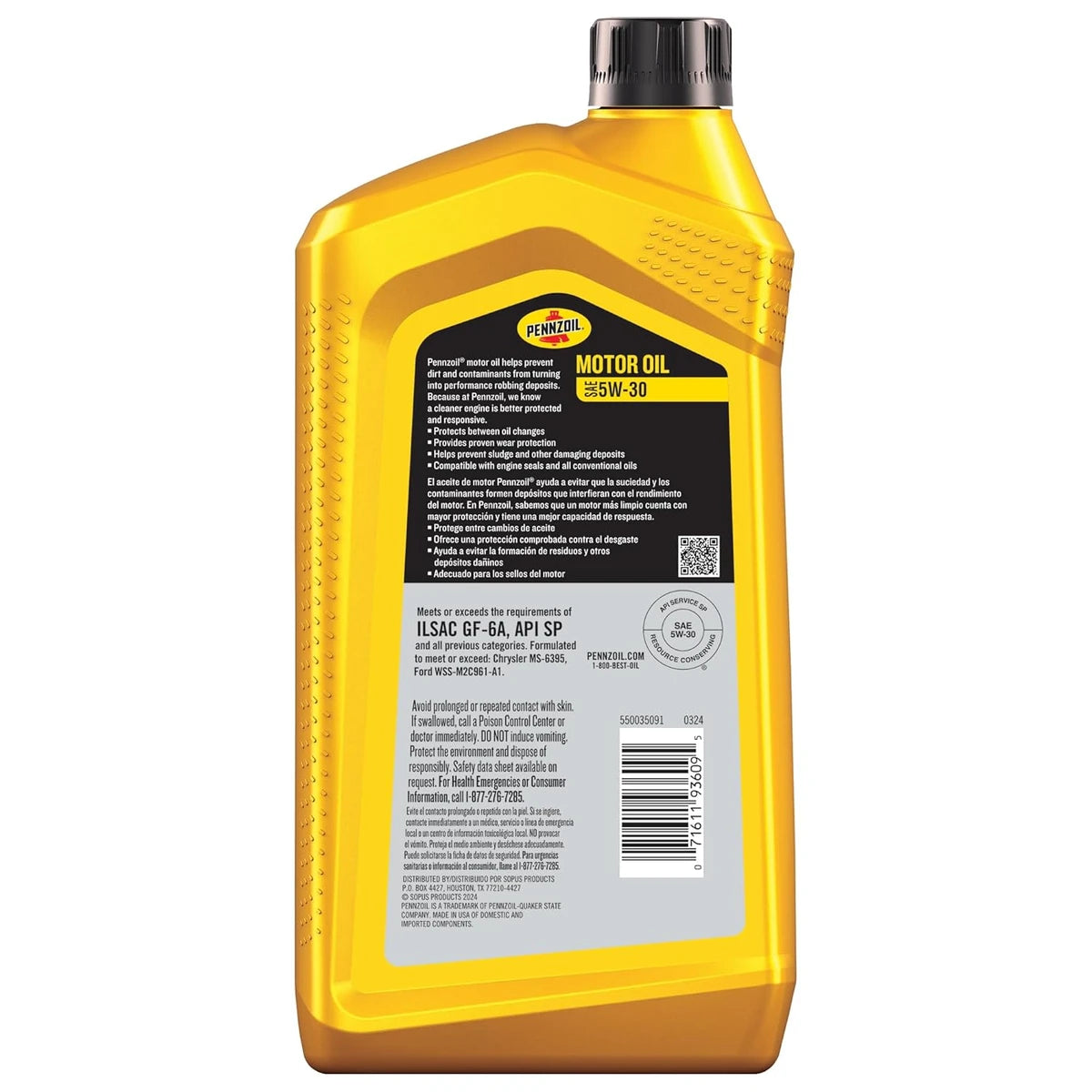 Pennzoil SAE 5W-30 Motor Oil for Gasoline Engine 32 Oz(Pack of 6)