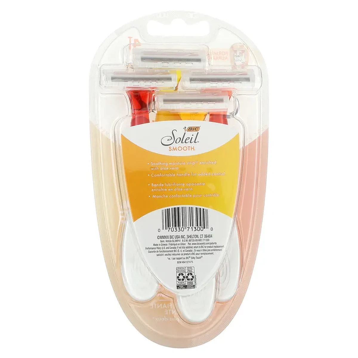 Bic Soleil Sensitive Skin Triple Blade Disposable Razor For Women 4.96Oz (Pack of 72)