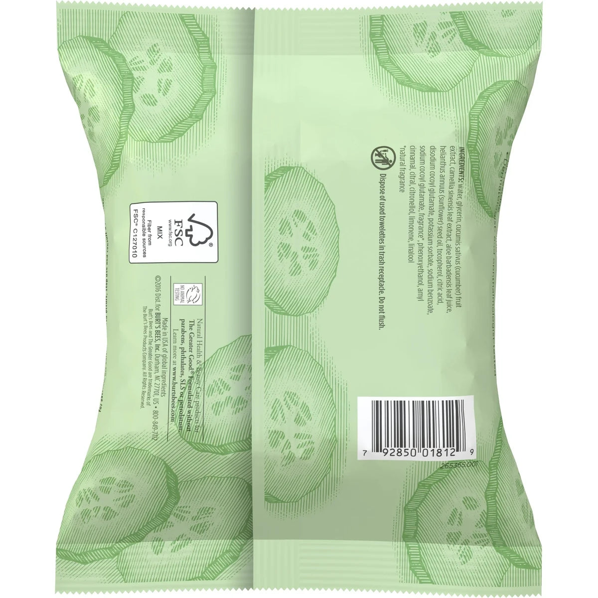 Burts Bees Facial Cleansing Towelettes Cucumber And Mint 5.1oz (Pack of 12)